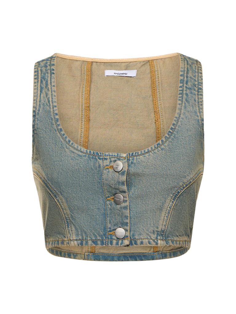 Miaou Deva Cotton Denim Crop Top