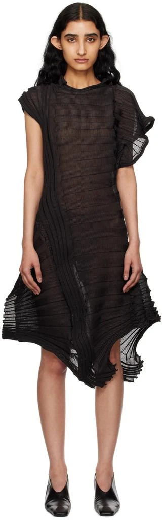 Issey Miyake Black Sheer Moving Knit Midi Dress 1