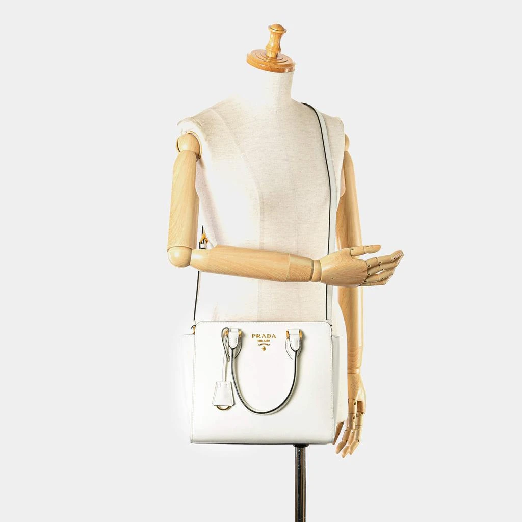 Prada Prada White Saffiano Leather Zippered Tote Bag 11