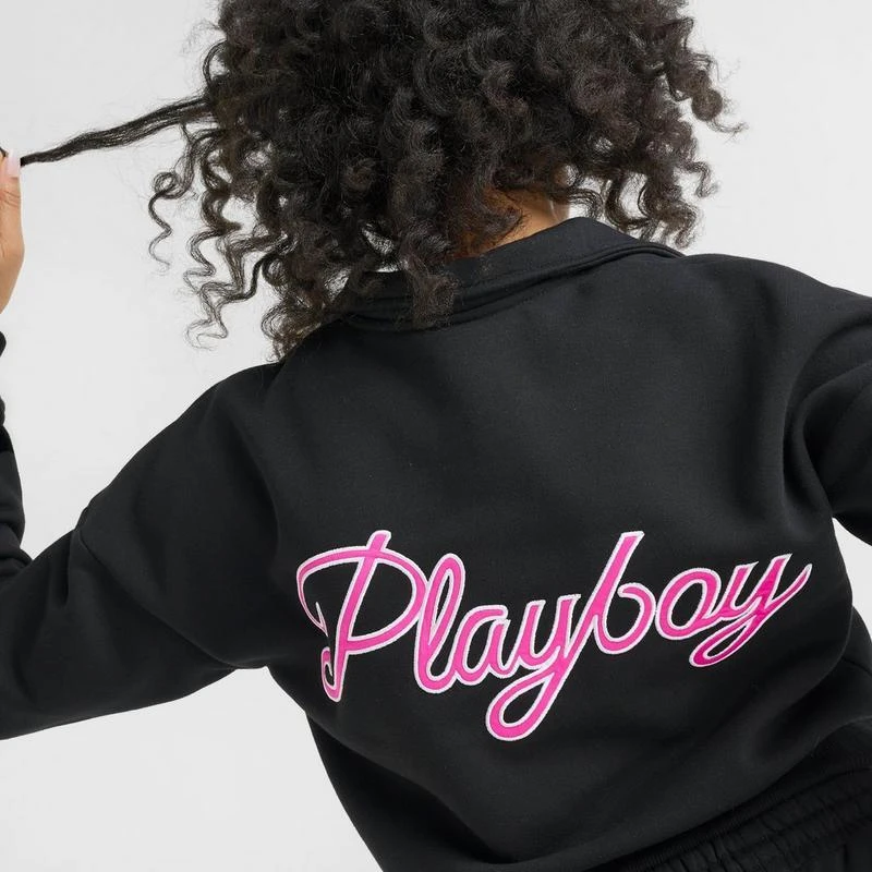 Playboy Women's Playboy Script Crop Quarter-Zip Sweatshirt 6