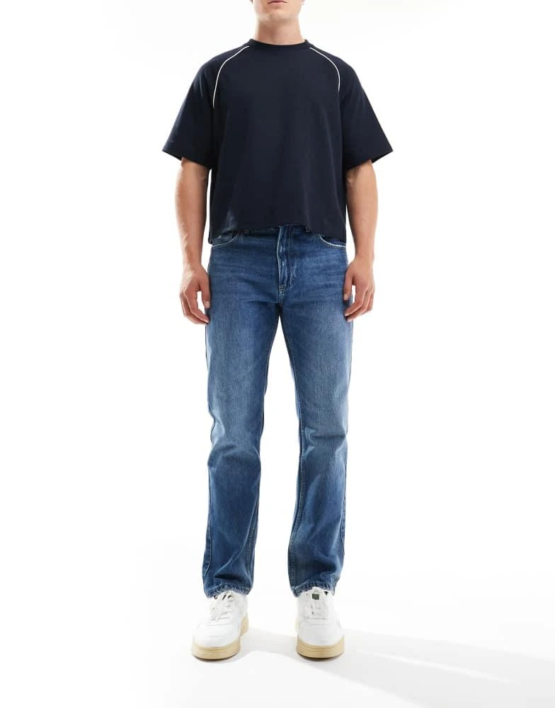 Pull&Bear Pull&Bear straight vintage jeans in mid blue 1