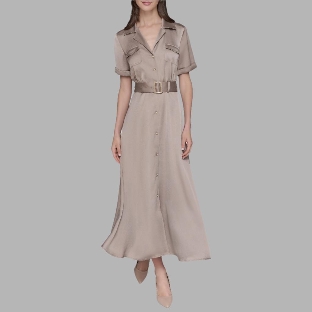 Karl Lagerfeld Paris BELTED MAXI SHIRT DRESS