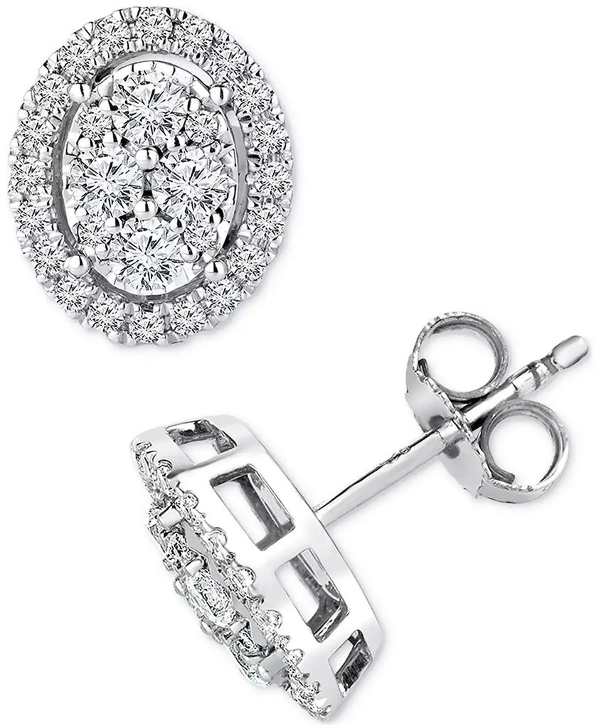 TruMiracle TruMiracle™ Diamond Halo Oval Cluster Halo Stud Earrings (1/3 ct. t.w.) in 14k White Gold