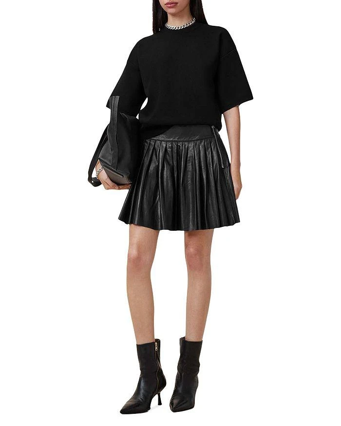 ALL SAINTS Vena Lea Leather Kilt Skirt 2