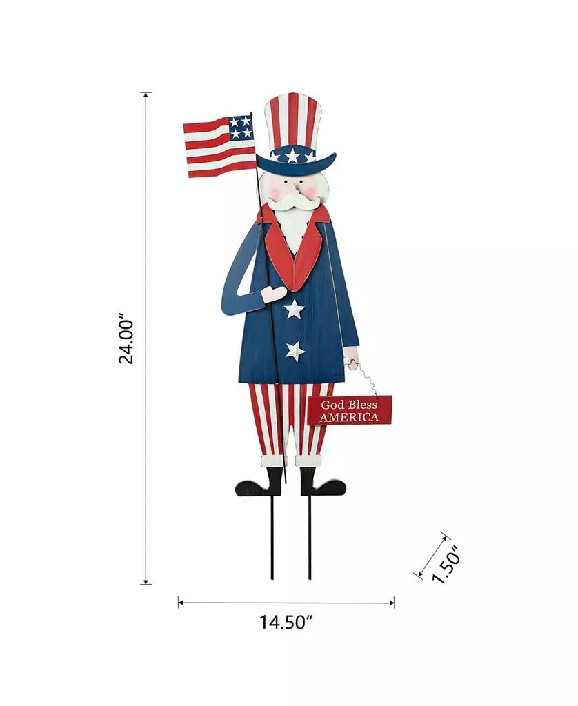 Glitzhome Wooden Patriotic Uncle Sam Yard Stake or Wall Decor or Porch Decor Kd, Three Function, 36" 3