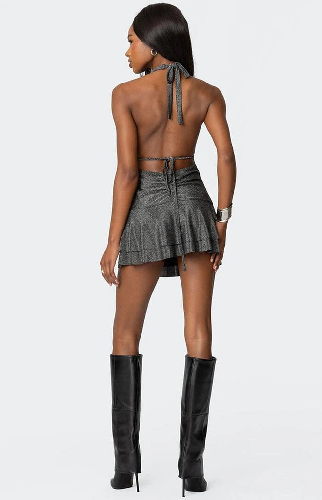 Edikted Metallic Backless Halter Mini Dress - Dresses & Skirts - BeyondStyle