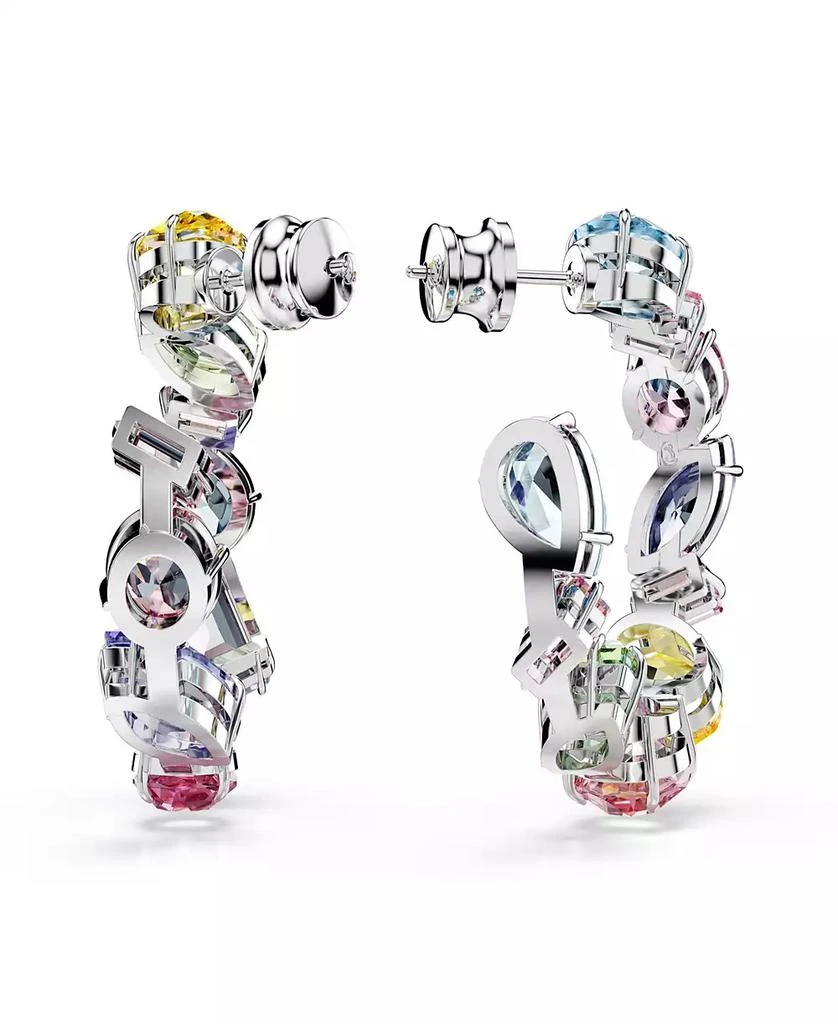 Swarovski Asymmetrical Design, Mixed Cuts, Small, Multicolored, Rhodium Plated Gema Hoop Earrings 4