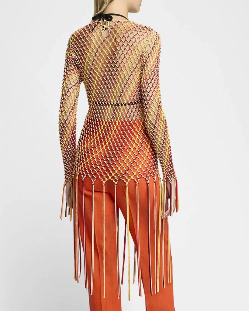 Gabriela Hearst Macaria Beaded Net Knit Fringe Top 3
