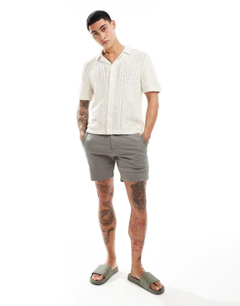 Abercrombie & Fitch Abercrombie & Fitch buttonthrough open stitch knit polo in cream 1