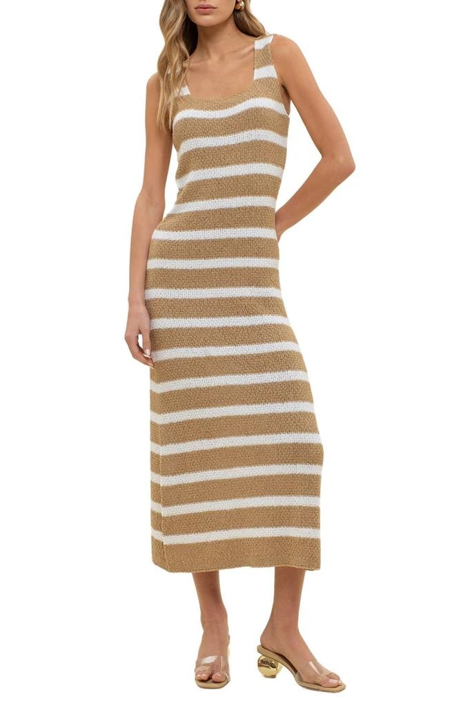 knee length dresses for ladies Santorini Stripe Knit Midi Dress – BLUE TAYLOR