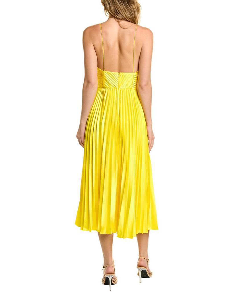 AMUR Viv Mitered Pleating Midi Dress