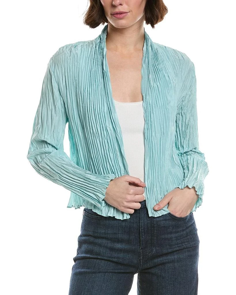 Eileen Fisher EILEEN FISHER Crinkled High Collar Silk Jacket
