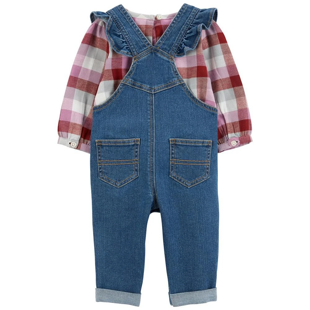 Carter's Baby Girls Plaid Shirt and Denim Overall, 2 Piece Set 2