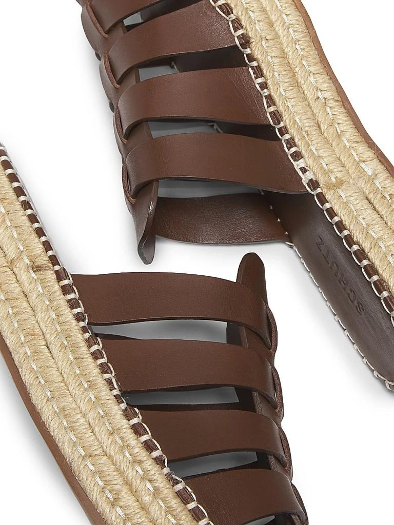 Schutz Valerie 45MM Leather &amp; Raffia Flatform Mules 6