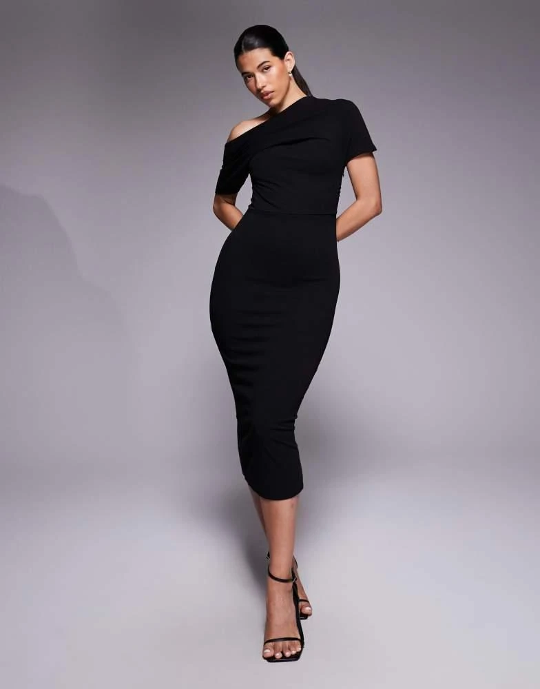 ASOS ASOS DESIGN pleated shoulder pencil midi dress in black - Dresses &  Skirts - BeyondStyle