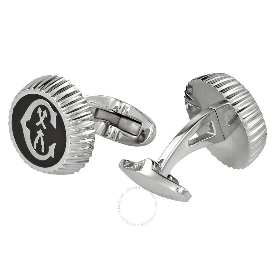 Charriol Men's Steel / Black Logo Cufflinks