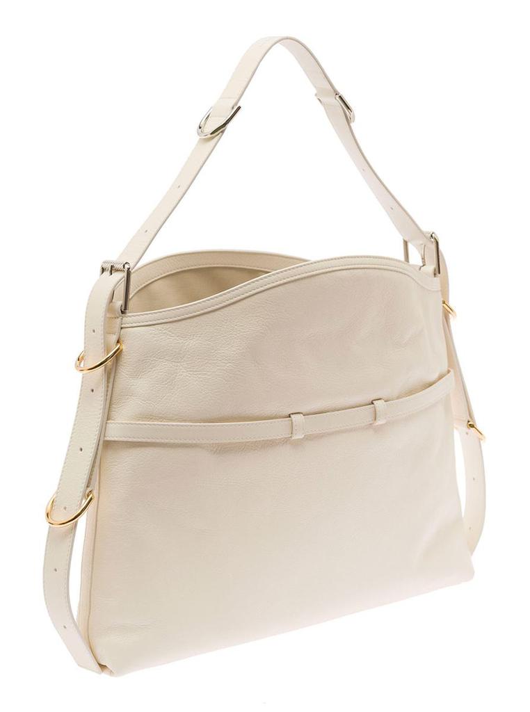 Givenchy 'Voyou' White Shoulder Bag With Embossed Logo In Smooth Leather Woman