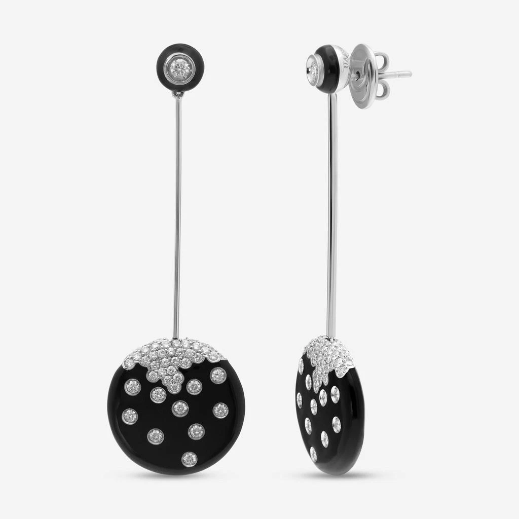 Damiani Damiani 18K White Gold Onyx and Diamond 1.37ct. tw. Drop Earrings 261384 1