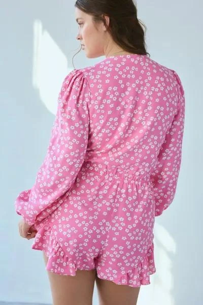 Glamorous Glamorous Candy Pink Floral Tie-Front Romper 4