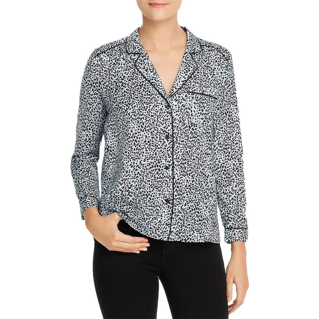 cupcakes and cashmere Womens Satin Leopard Blouse