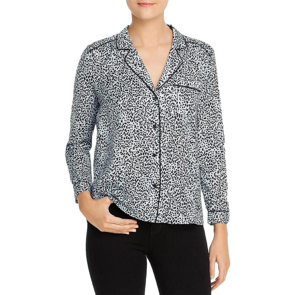 cupcakes and cashmere Womens Satin Leopard Blouse 1