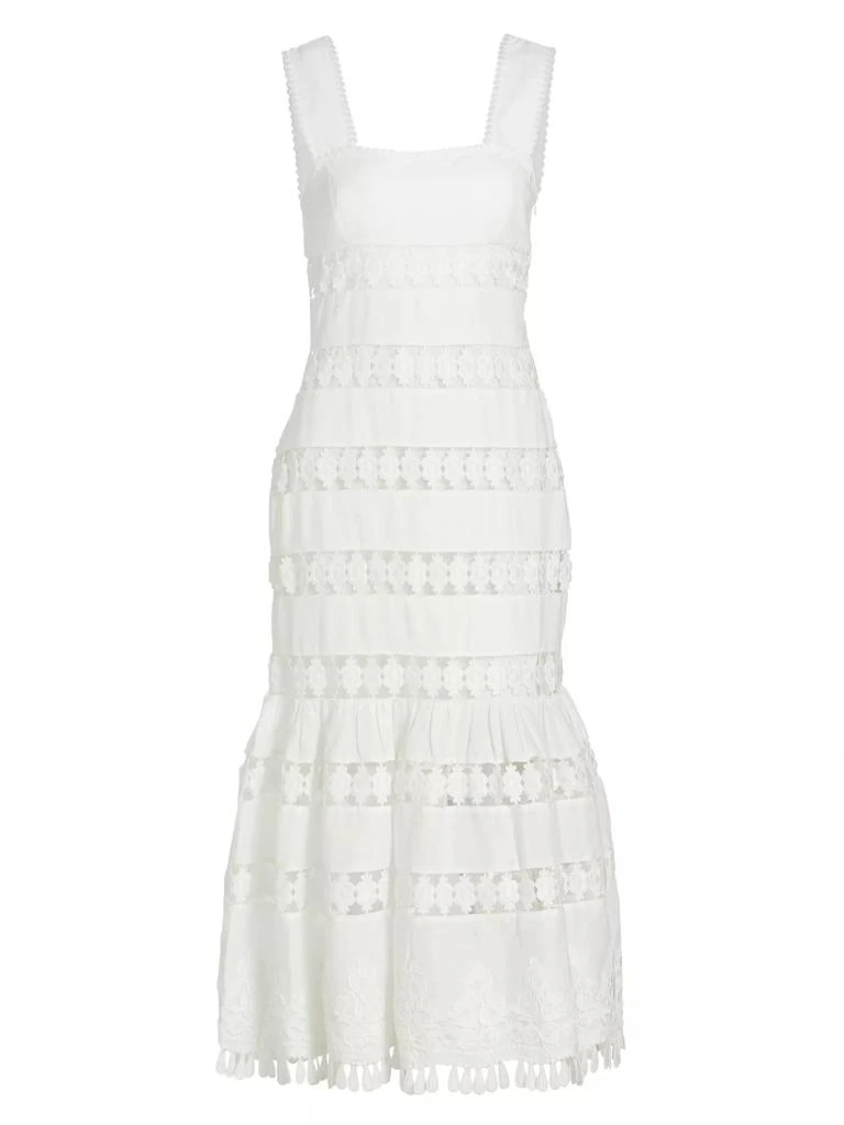 Zimmermann Pop Linen Lace Paneled Midi-Dress 1