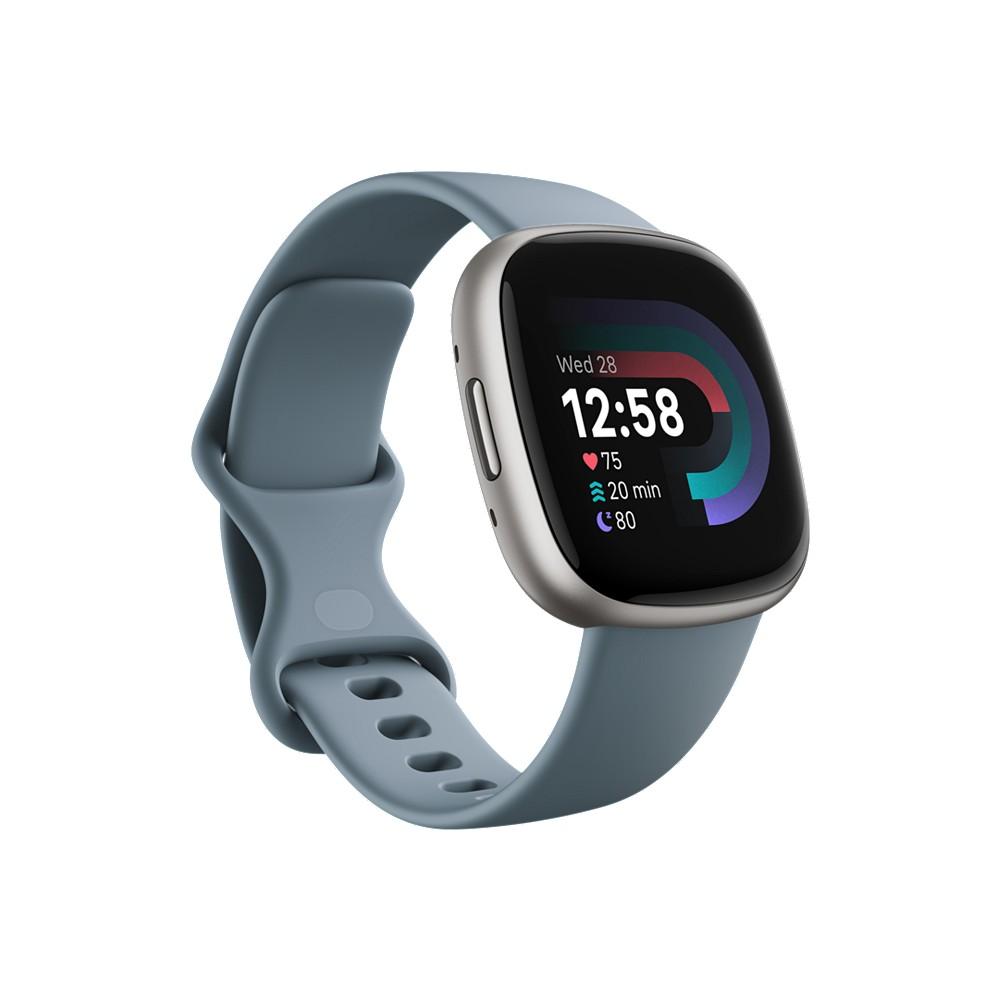 Fitbit Versa 4 Waterfall Blue Platinum Smartwatch, 39mm