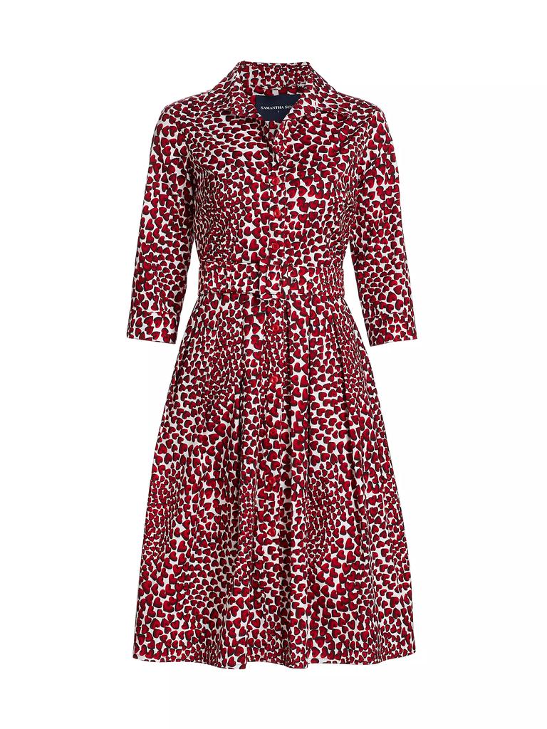 SAMANTHA SUNG Audrey Three-Quarter Sleeve Midi-Shirtdress