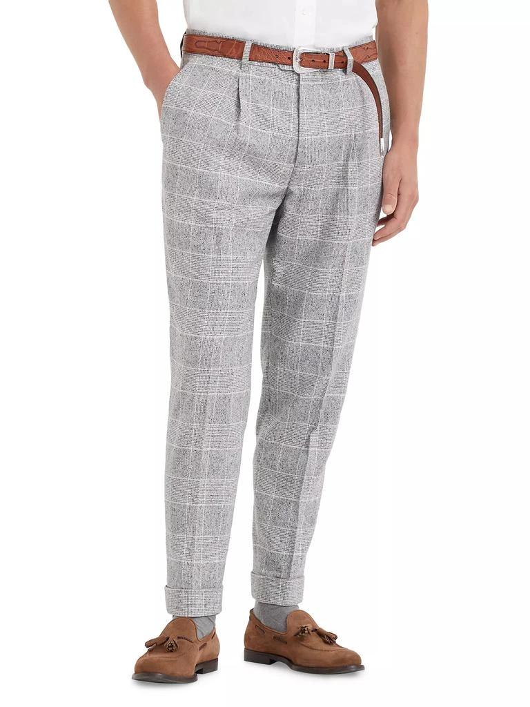 Brunello Cucinelli Prince of Wales Leisure Fit Trousers with Pleats 2