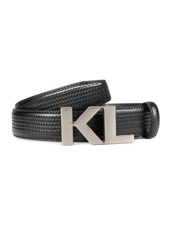 Karl Lagerfeld Paris Textured Logo Leather Belt 1