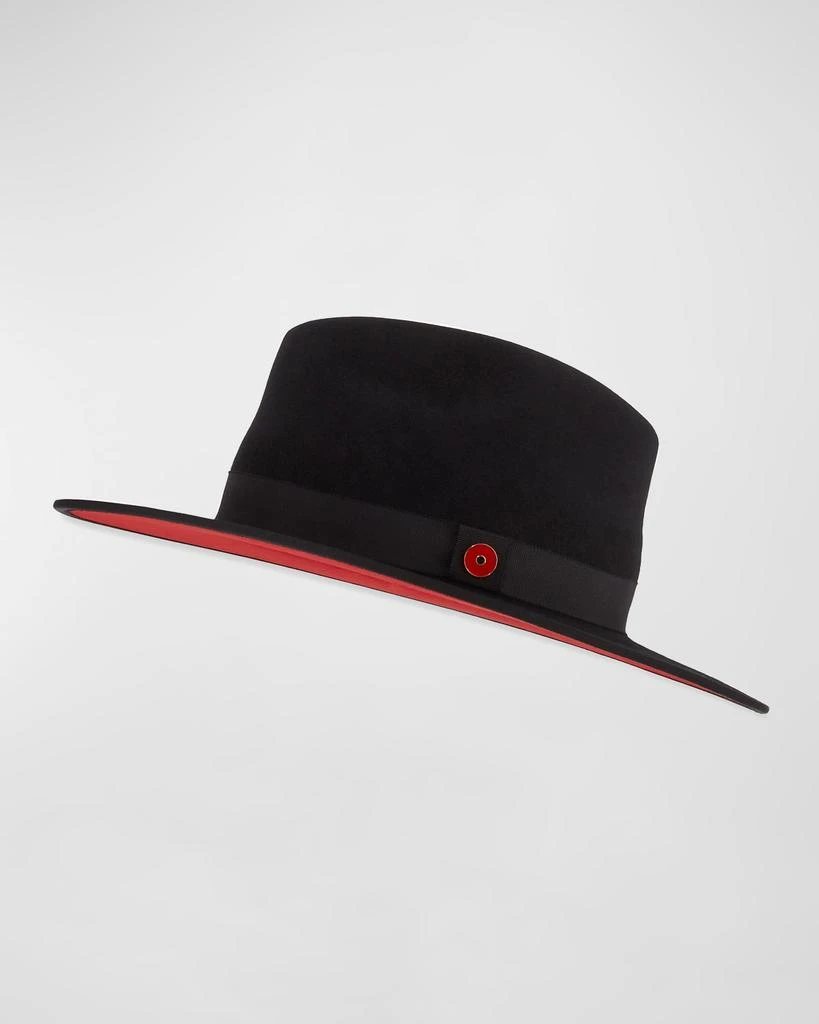 Keith James Men's Queen Red-Brim Wool Fedora Hat 1