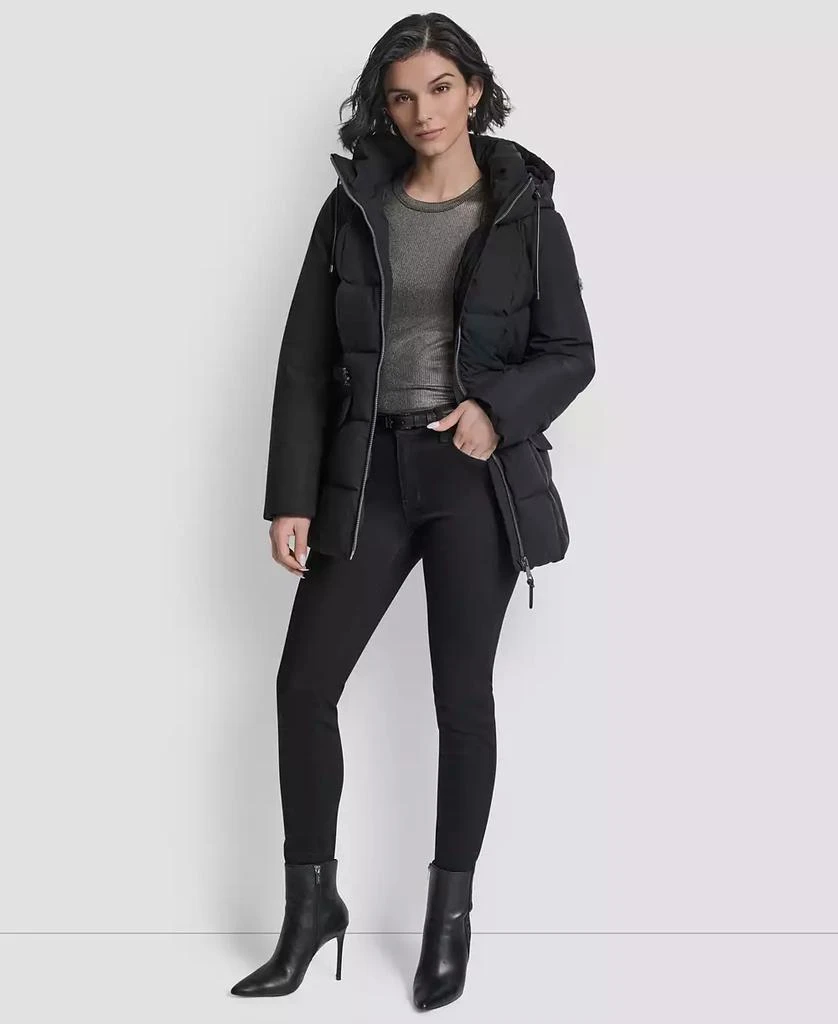 DKNY Women
s Belted Hooded Puffer Coat 2