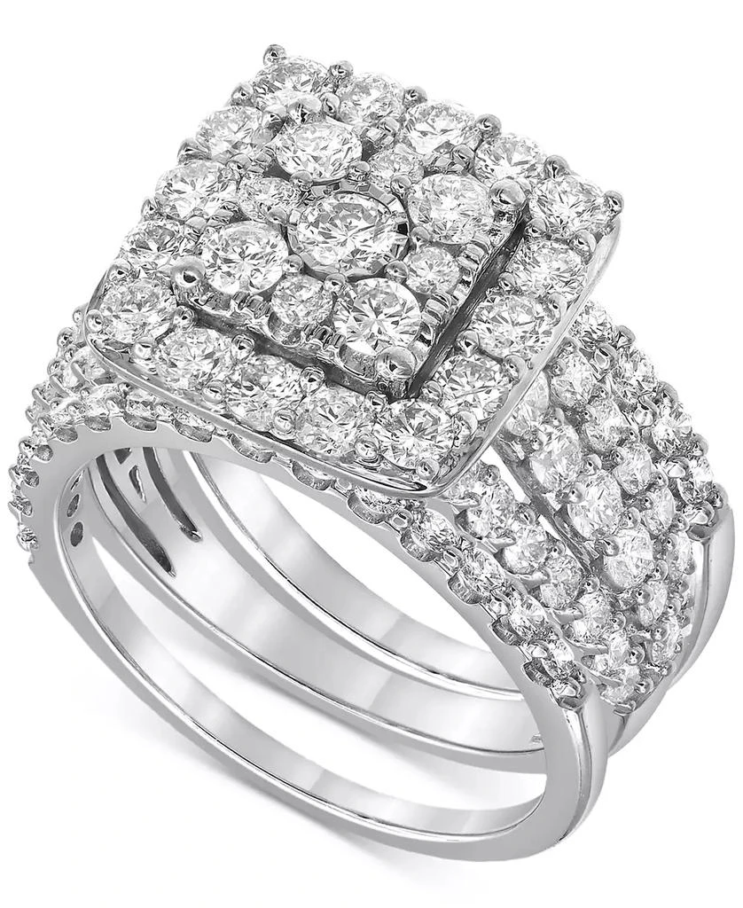 Macy
s Diamond Halo Three Piece Bridal Set (3 ct. t.w.) in 14k White Gold 1