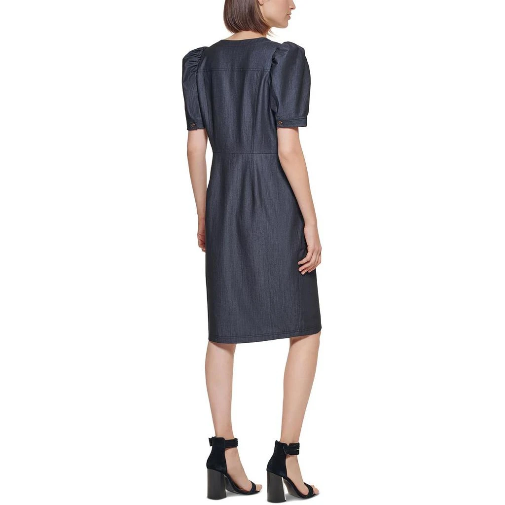 Calvin Klein Petites Womens Woven Puff Sleeves Shirtdress 2