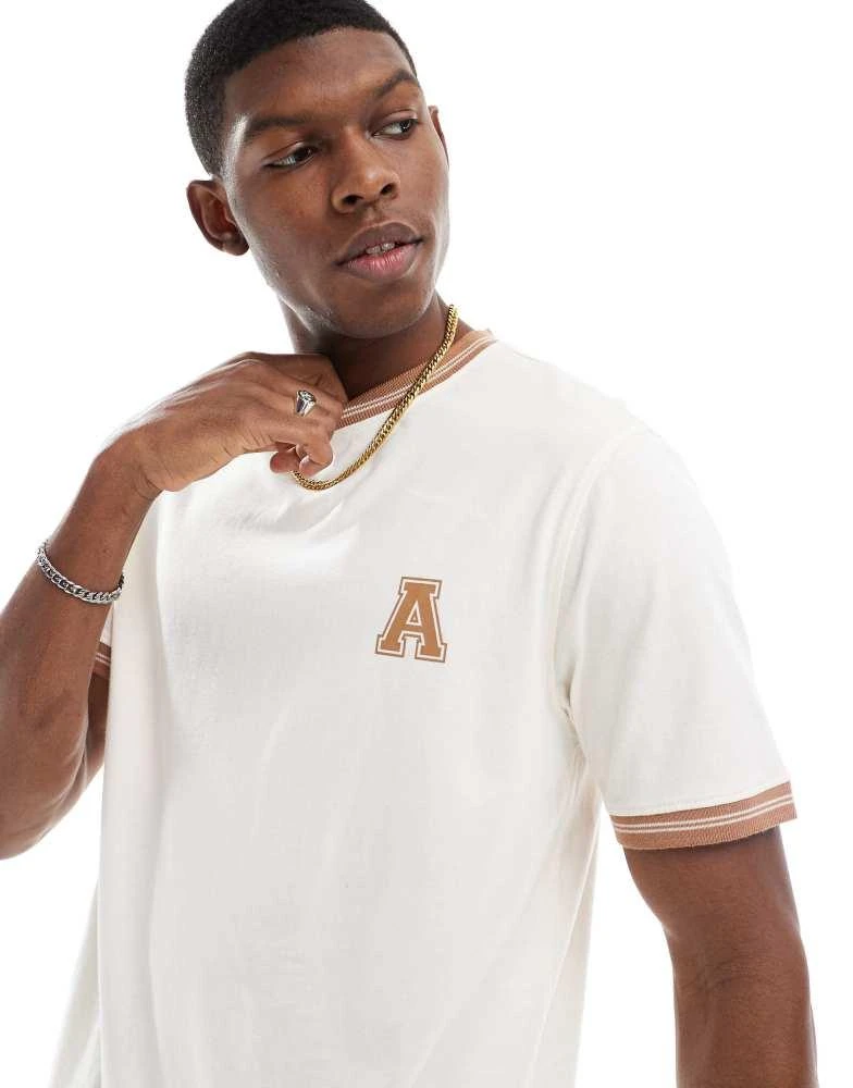 Another Influence Another Influence graphic ringer t-shirt in off-white 1
