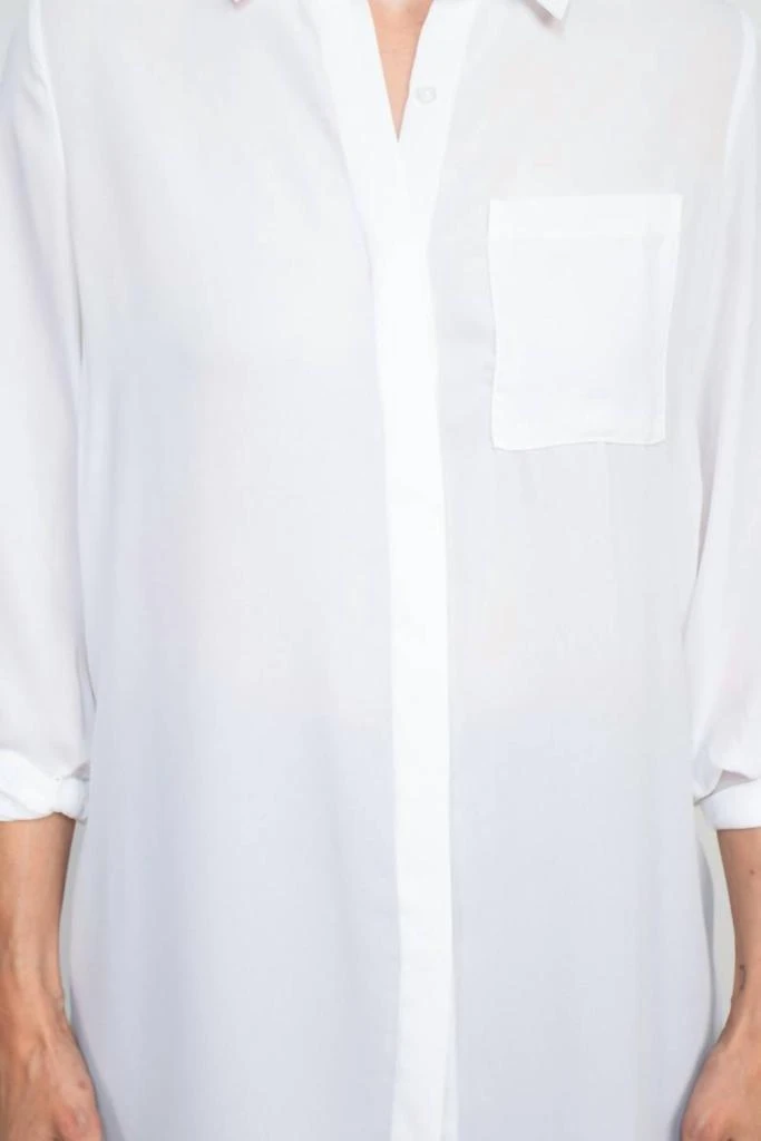 Joan Vass Joan Vass - Collared 3/4 Sleeves Chiffon Crepe Shirt 4