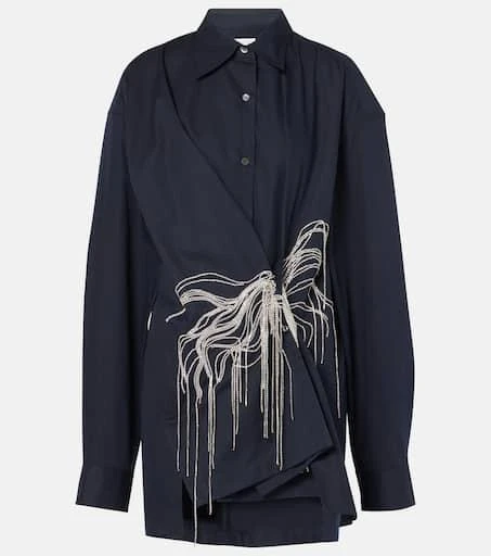 Dries Van Noten Embellished draped cotton gabardine shirt 1