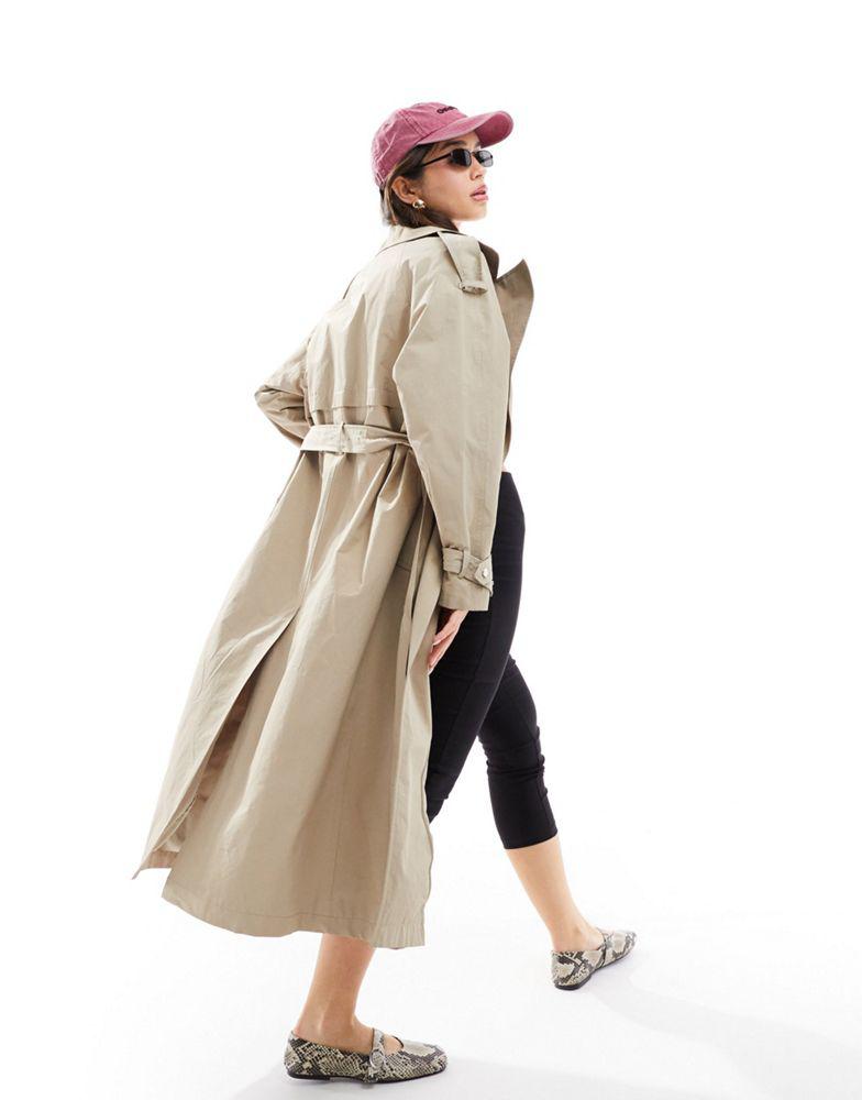Bershka Bershka maxi trench coat in camel
