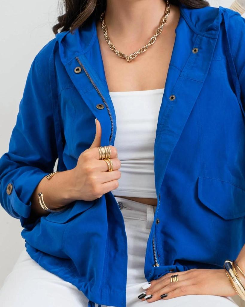 Blu Pepper Zip Up Hooded Jacket In Royal Blue