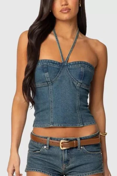 Edikted Edikted Jagger Denim Halter Top 4