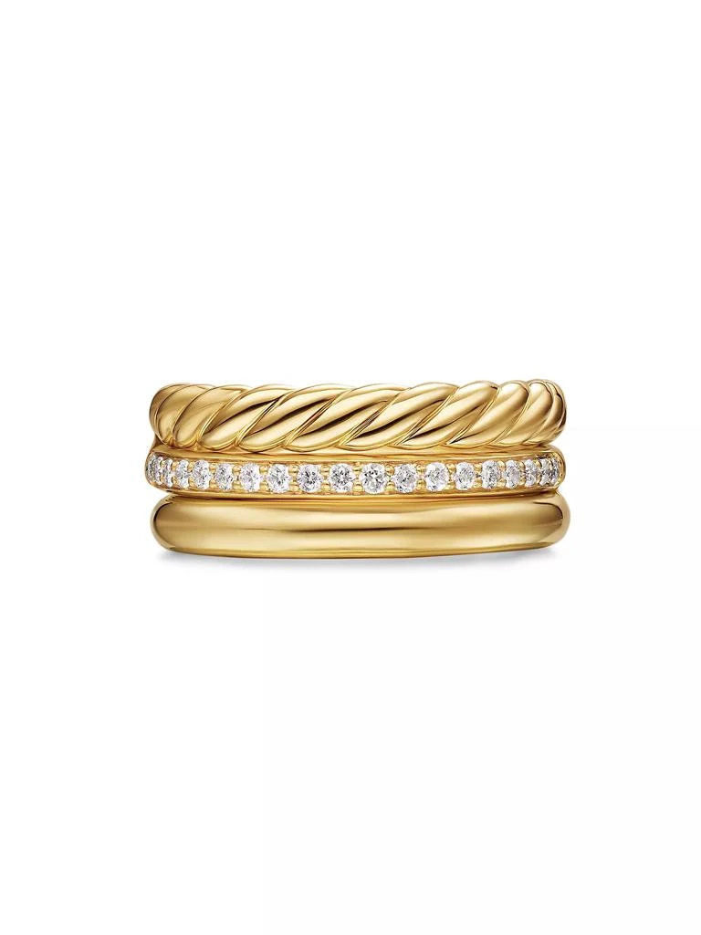 David Yurman DY Mercer Three Row Ring in 18K Yellow Gold 3