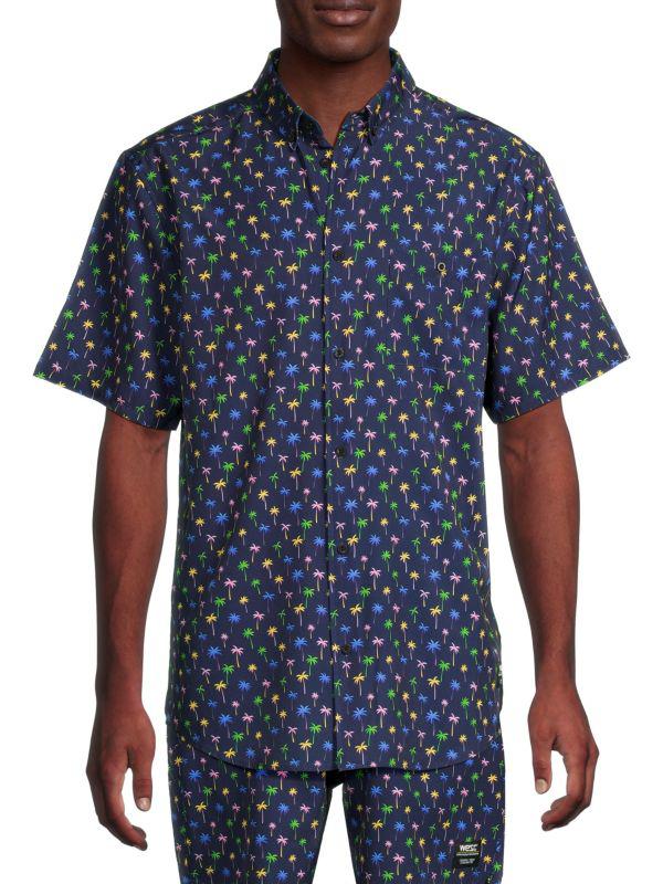 WeSC Oden ​Micro Palm Print Button-Front Shirt