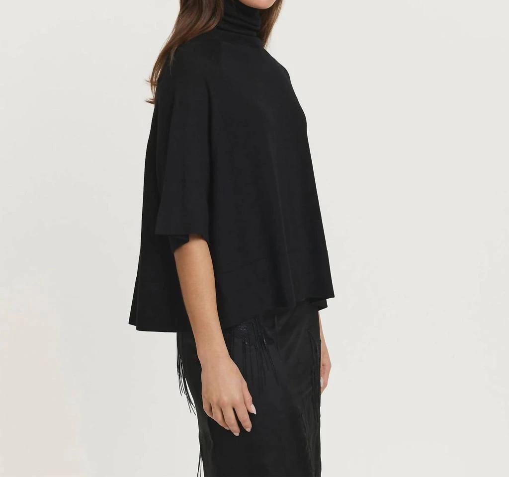 Psophia Short Sleeve Turtleneck/poncho In Black 4