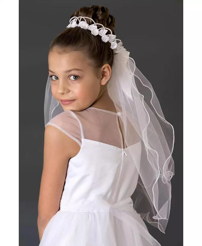 Us Angels Flower Wreath with Veil and Ribbon Bow 1