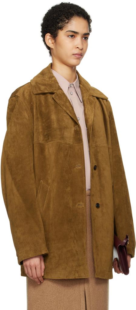 Carven Tan Short Split Suede Coat