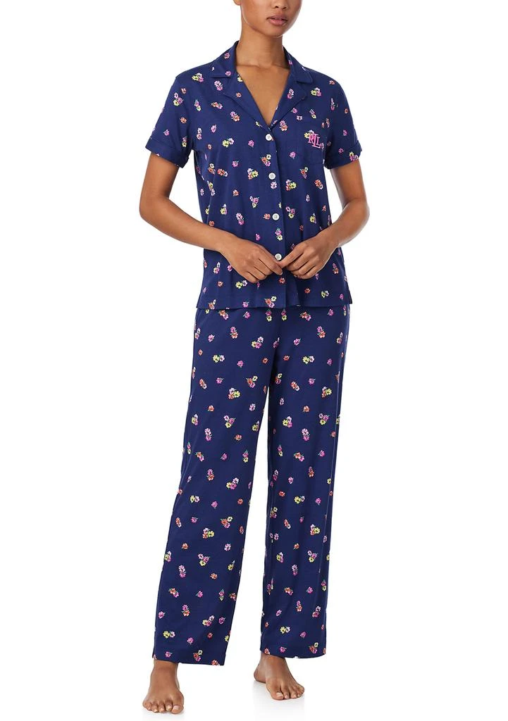 Ralph Lauren Short Sleeve Notch Collar Ankle Pant Pajama Set