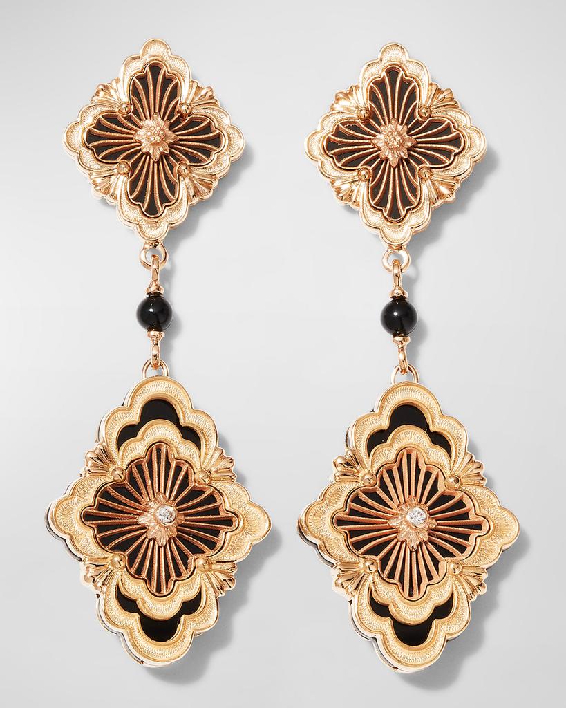 Buccellati Opera Tulle 18K Gold Onyx Diamond Earrings