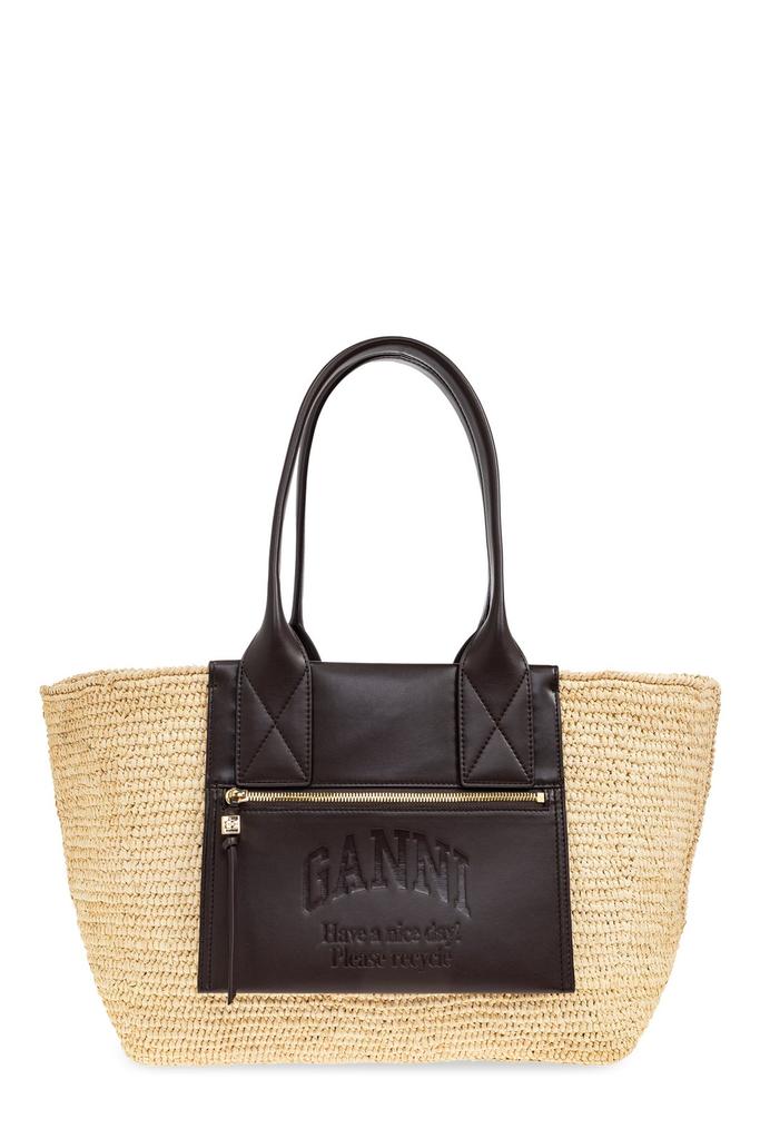 【Ganni】Medium Ganni Boo tote Bag - Black Ganni Bou Medium Raffia Tote - Black | Garmentory