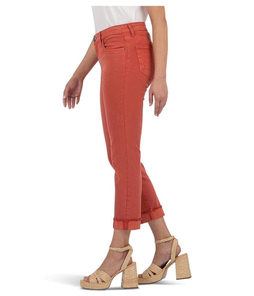 KUT from the Kloth Amy Crop Straight Leg- Roll Up Fray Princess Seam