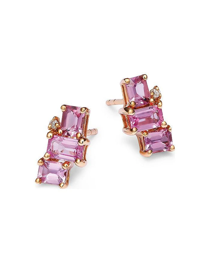 Bloomingdale
s Fine Collection Pink Sapphire
Diamond Stud Earrings in 14K Rose Gold